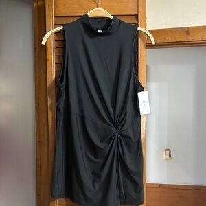 SPANX Black Sleeveless Mock Neck Tunic with Front Twist